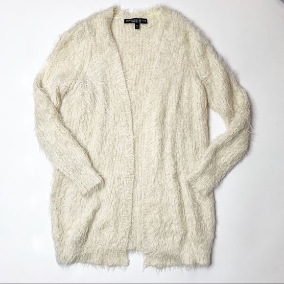 Topshop PETITE Sweaters - Topshop Petite open cardigan fuzzy sweater cream
